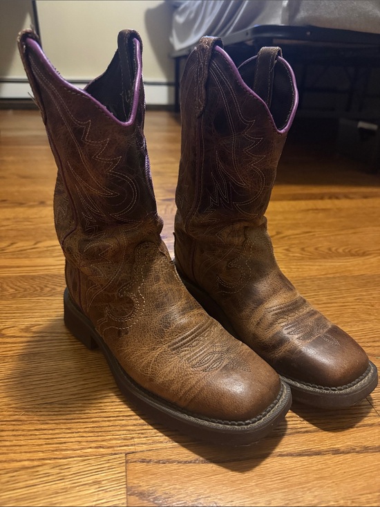 Justin Boots Shoes - Justin Boots Brown Ankle Cowboy Boots with Pink Lining